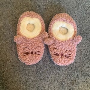 Pink fuzzy bunny slippers